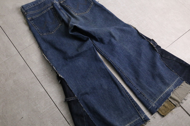 remake "再構築" 3 docking side belt buggy denim pants