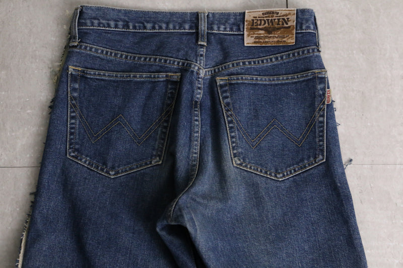 remake "再構築" 3 docking side belt buggy denim pants