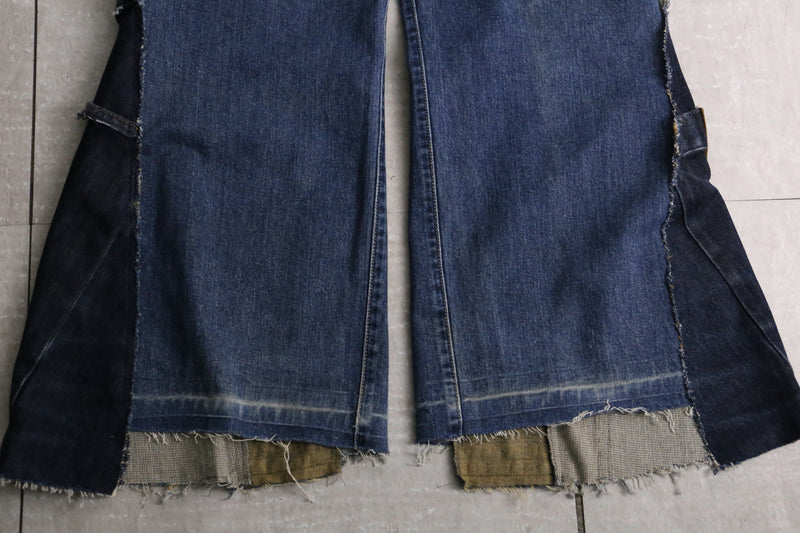 remake "再構築" 3 docking side belt buggy denim pants