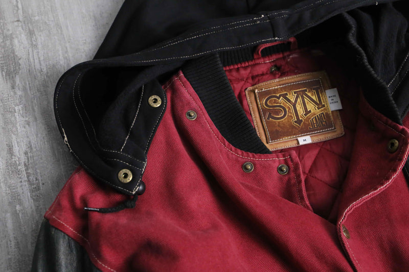 black × red stadium jacket