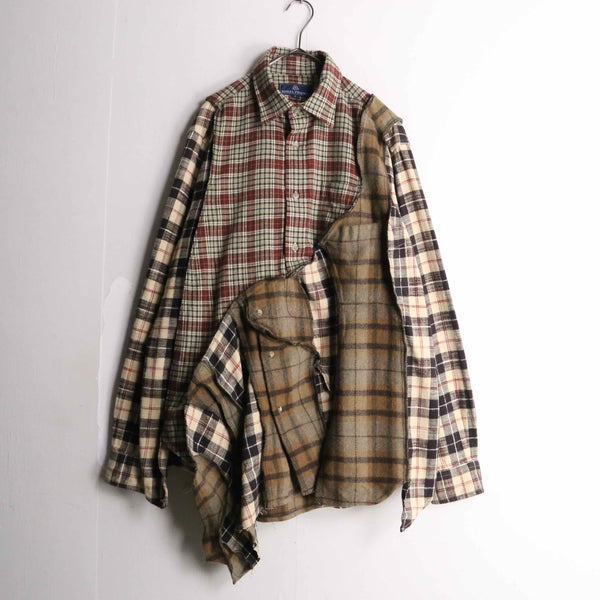 remake "再構築" asymmetry check shirt