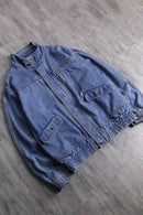 yellow stitch bomber denim jacket