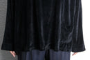 black velour oversized pocket long sleeve top