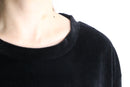 black velour oversized pocket long sleeve top