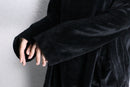 black velour oversized pocket long sleeve top