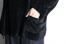 black velour oversized pocket long sleeve top
