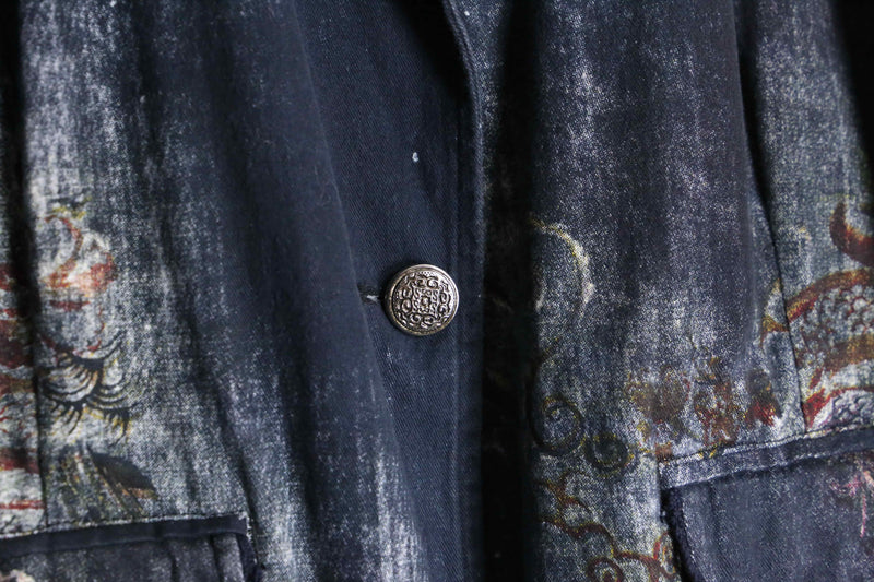 "CHICO'S" abstract botanical pattern easy tailored jacket