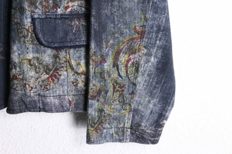 "CHICO'S" abstract botanical pattern easy tailored jacket