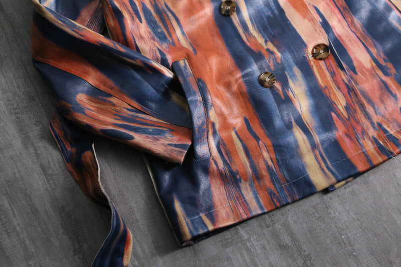 2000s abstract pattern double riders jacket