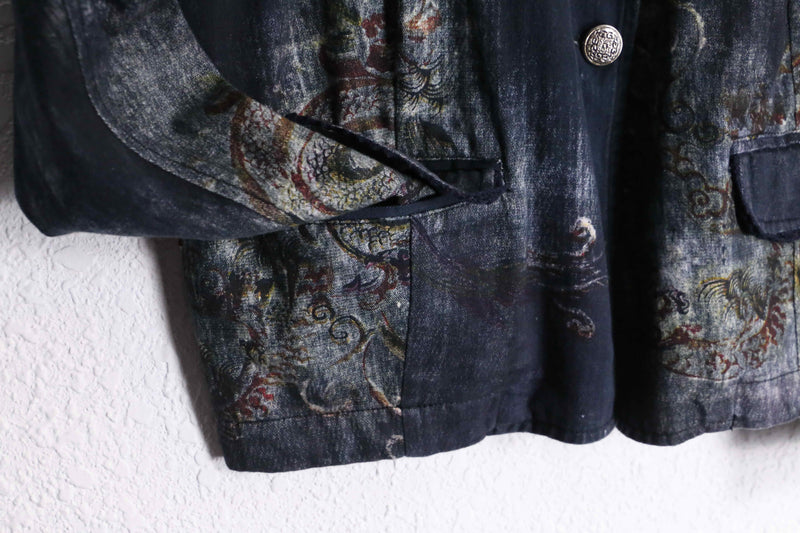 "CHICO'S" abstract botanical pattern easy tailored jacket