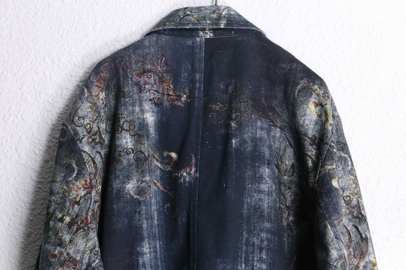 "CHICO'S" abstract botanical pattern easy tailored jacket