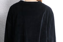 black velour oversized pocket long sleeve top