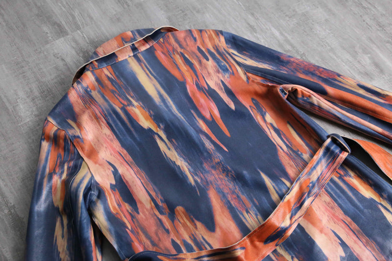 2000s abstract pattern double riders jacket