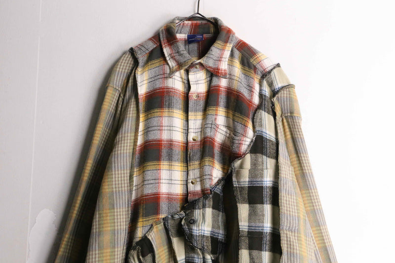 remake "再構築" asymmetry check shirt