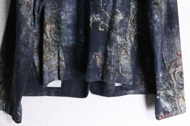 "CHICO'S" abstract botanical pattern easy tailored jacket