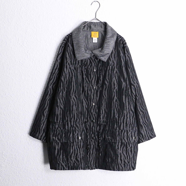 metallic gray zebra jacquard weave pattern middle jacket