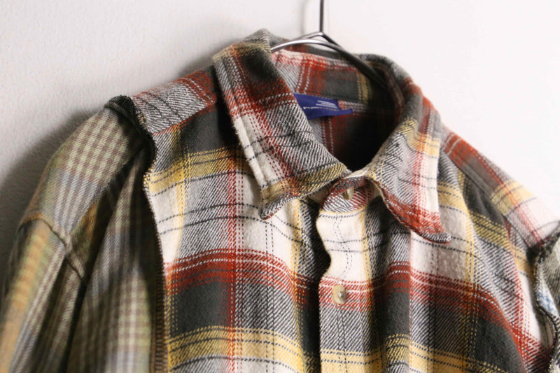 remake "再構築" asymmetry check shirt