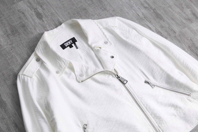 2000s DKNY poly double short riders jacket