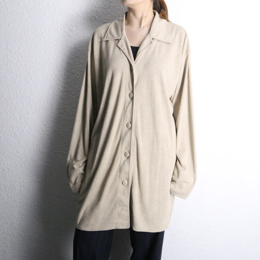 paisley pattern beige long shirt jacket