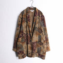 brown botanical pattern easy tailored jacket
