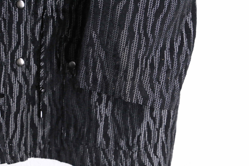 metallic gray zebra jacquard weave pattern middle jacket
