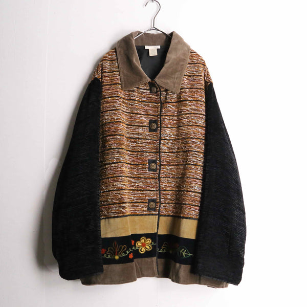 brown color embroidery design gobelin jacket