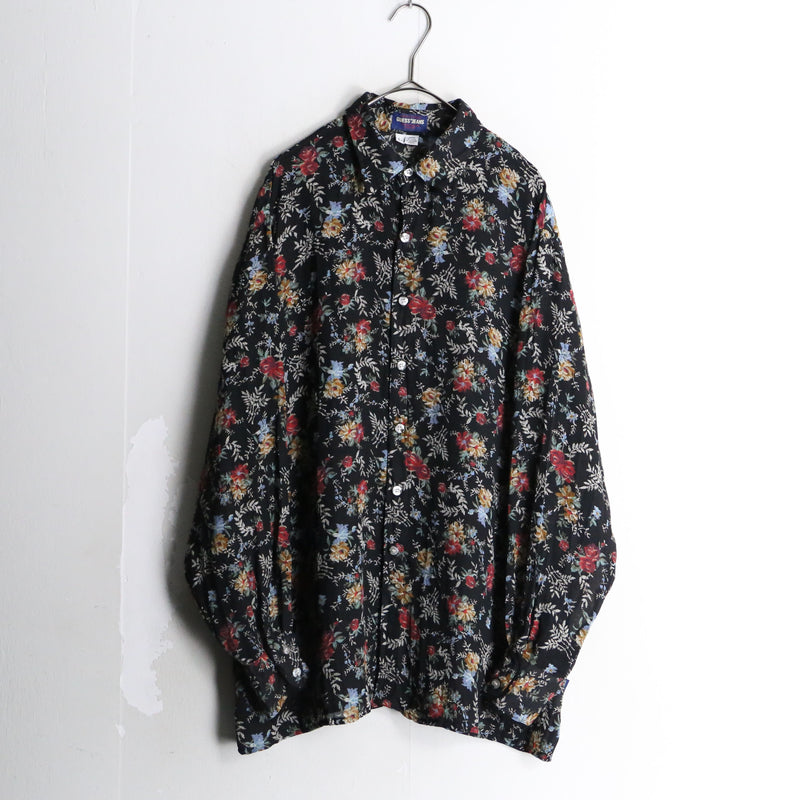 "GUESS JEANS" black base flower design shirt