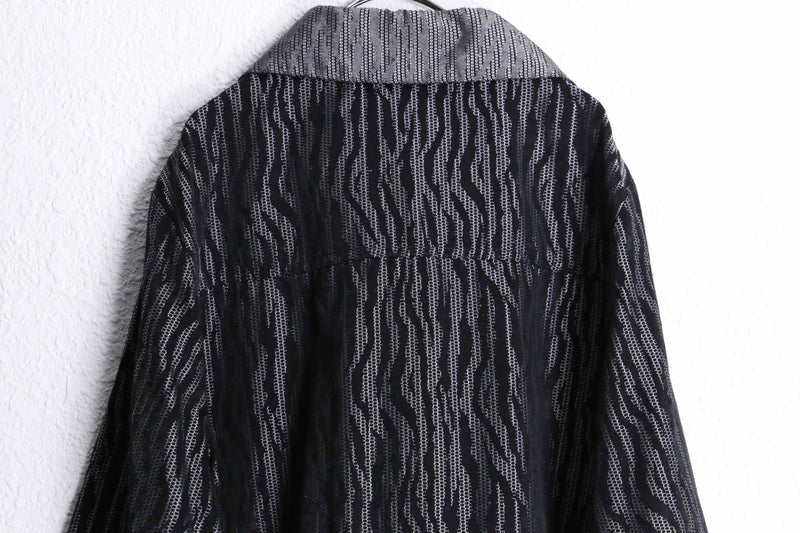 metallic gray zebra jacquard weave pattern middle jacket