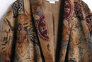 brown botanical pattern easy tailored jacket