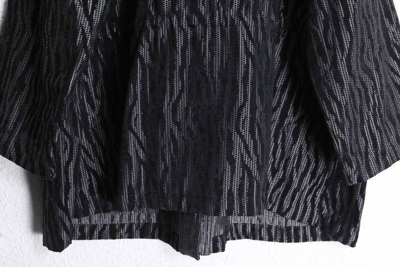 metallic gray zebra jacquard weave pattern middle jacket