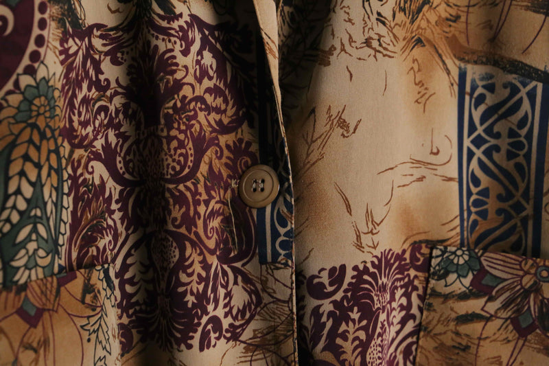 brown botanical pattern easy tailored jacket