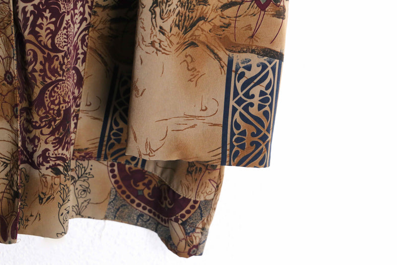 brown botanical pattern easy tailored jacket