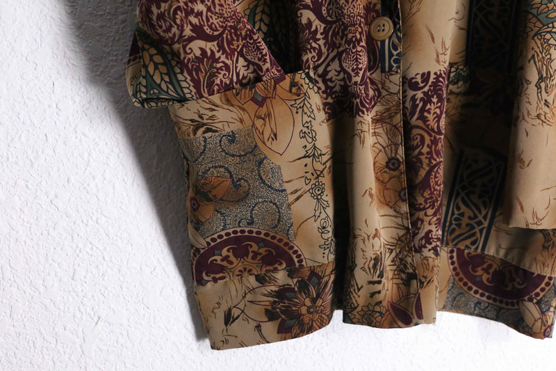 brown botanical pattern easy tailored jacket