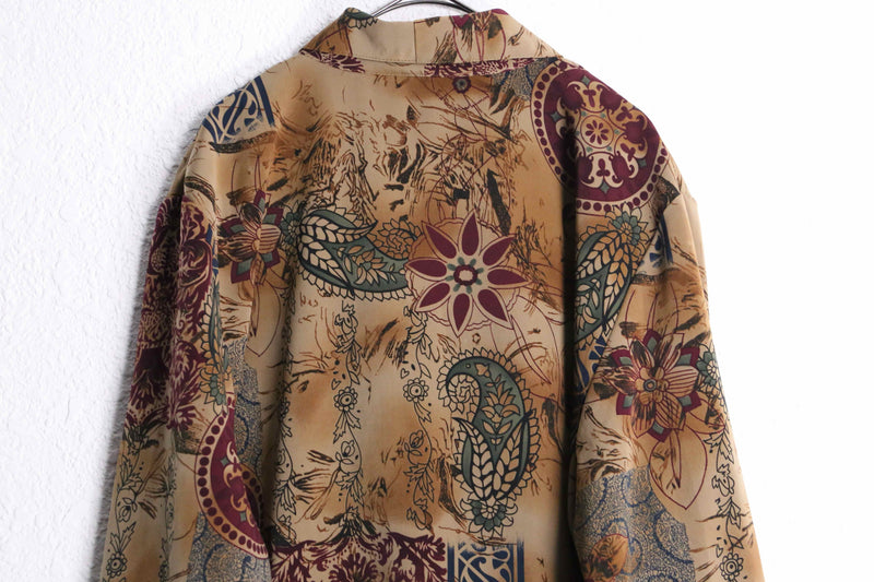 brown botanical pattern easy tailored jacket