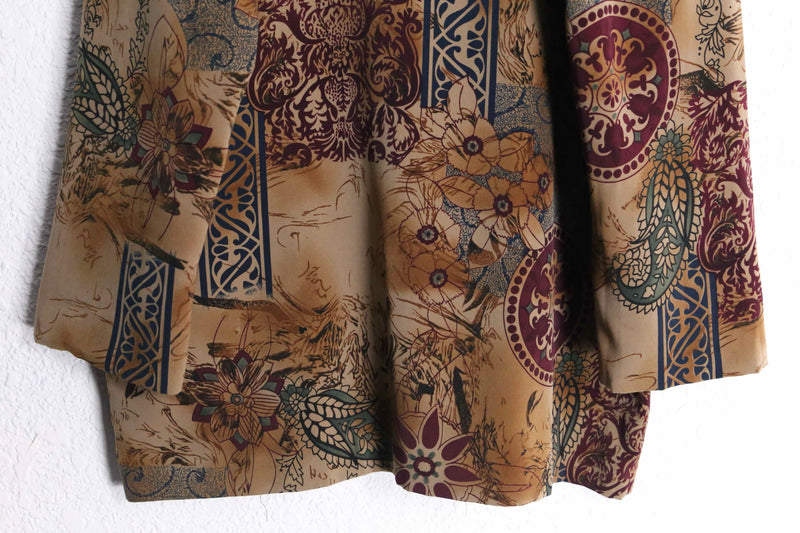 brown botanical pattern easy tailored jacket