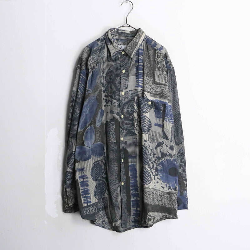 "GOOUCH" total pattern silk × linen shirt