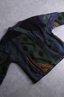 “SAXONY” leather × suède switch patterned knit pullover