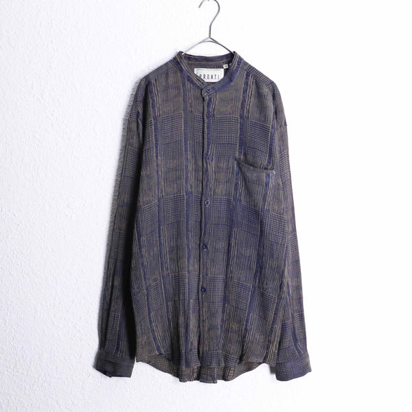 "PRONTI" pleats geometry pattern L/S shirt