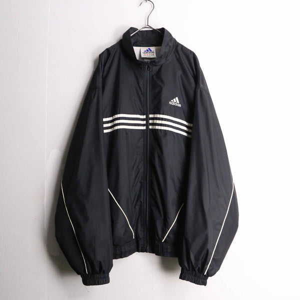 90's "adidas" performance logo black nylon track jacket