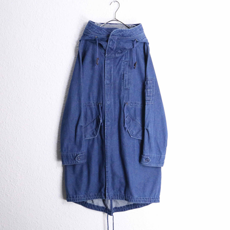 indigo blue denim mods coat