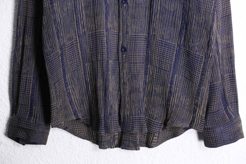 "PRONTI" pleats geometry pattern L/S shirt