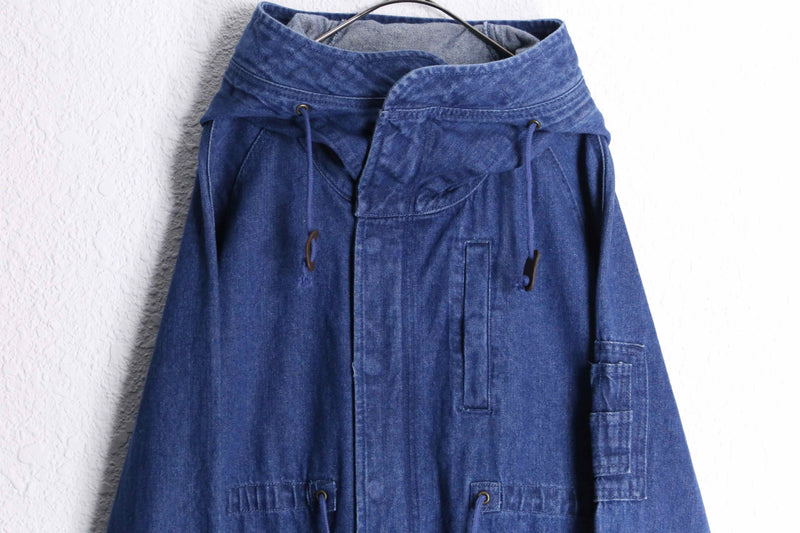 indigo blue denim mods coat
