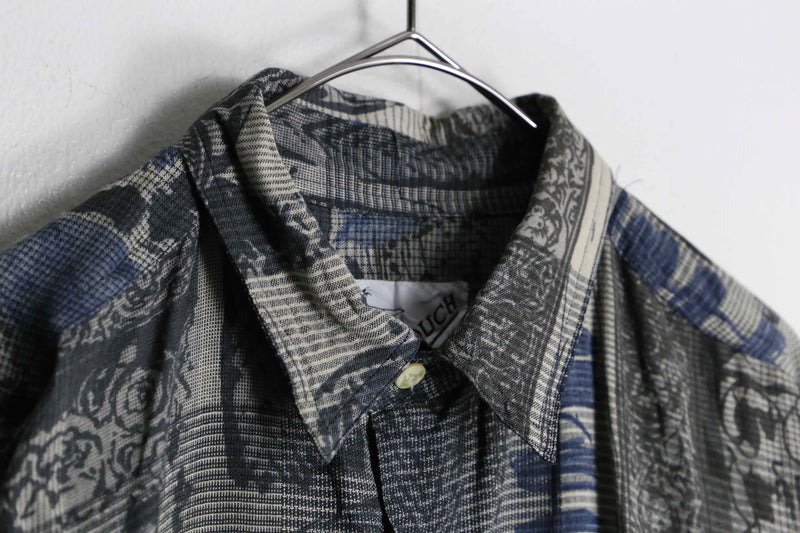 "GOOUCH" total pattern silk × linen shirt