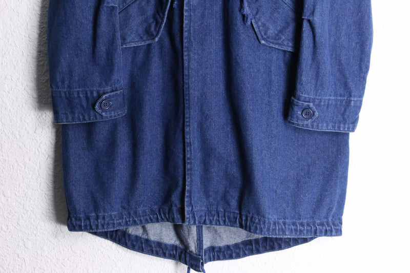 indigo blue denim mods coat
