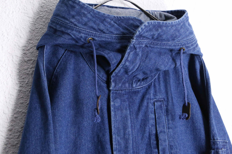 indigo blue denim mods coat