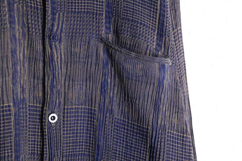 "PRONTI" pleats geometry pattern L/S shirt