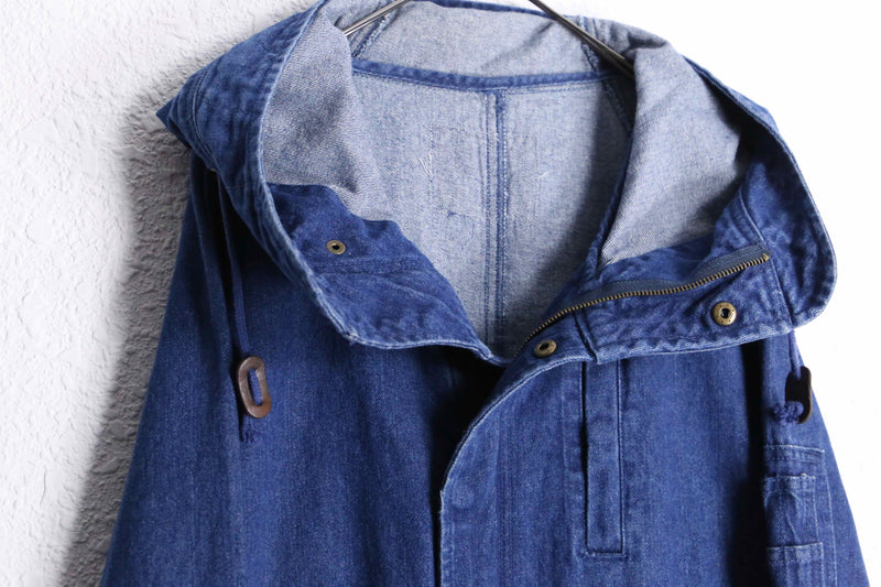 indigo blue denim mods coat