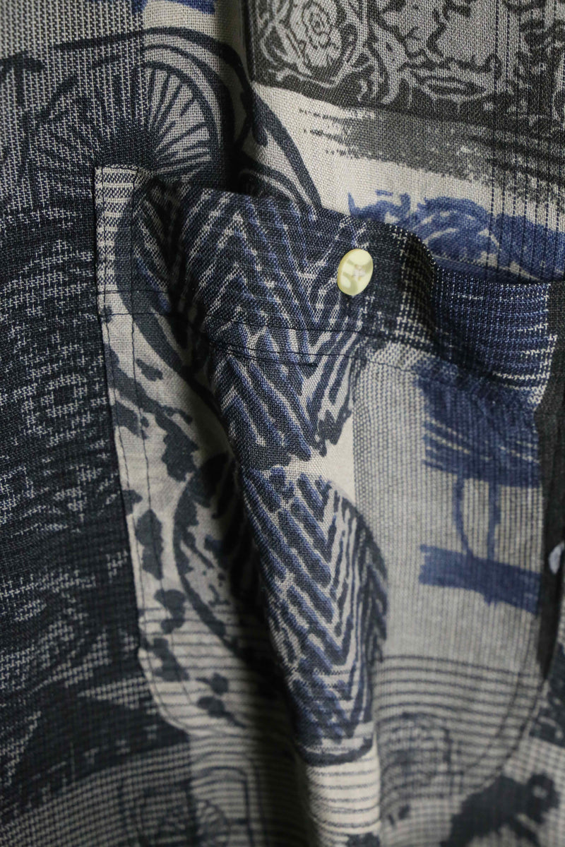 "GOOUCH" total pattern silk × linen shirt