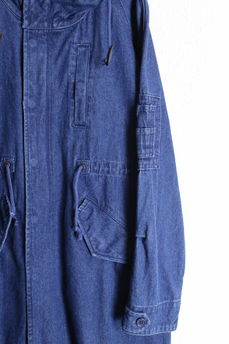 indigo blue denim mods coat