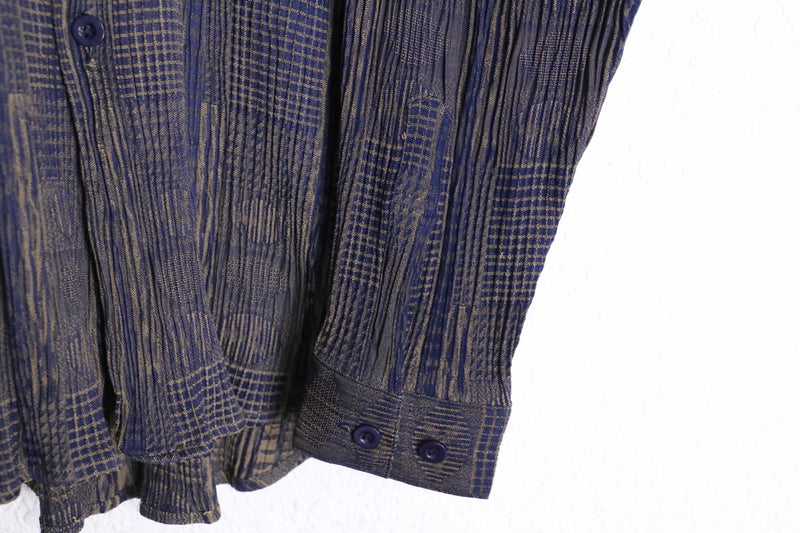 "PRONTI" pleats geometry pattern L/S shirt